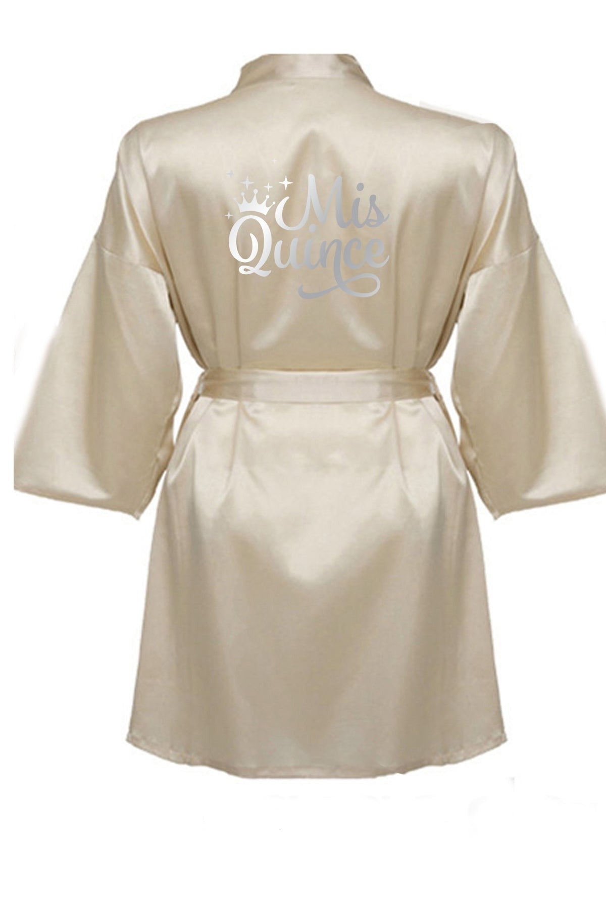 Beige Robe With Silver Mirror Logo – Lovely Robes